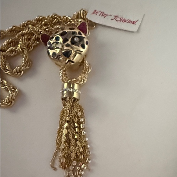 NWT BETSEY JOHNSON MAGNIFICENT GOLD LEOPARD PENDANT NECKLACE - Picture 10 of 13
